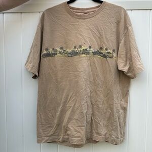 Beige Graphic Tee with Vintage Truck Print